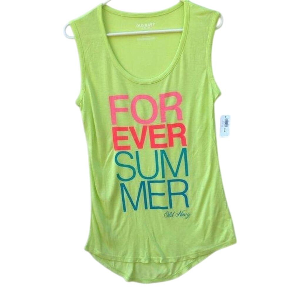 Old Navy Sleeveless Forever Summer Neon Bold Letters Graphic Top in XS NWT